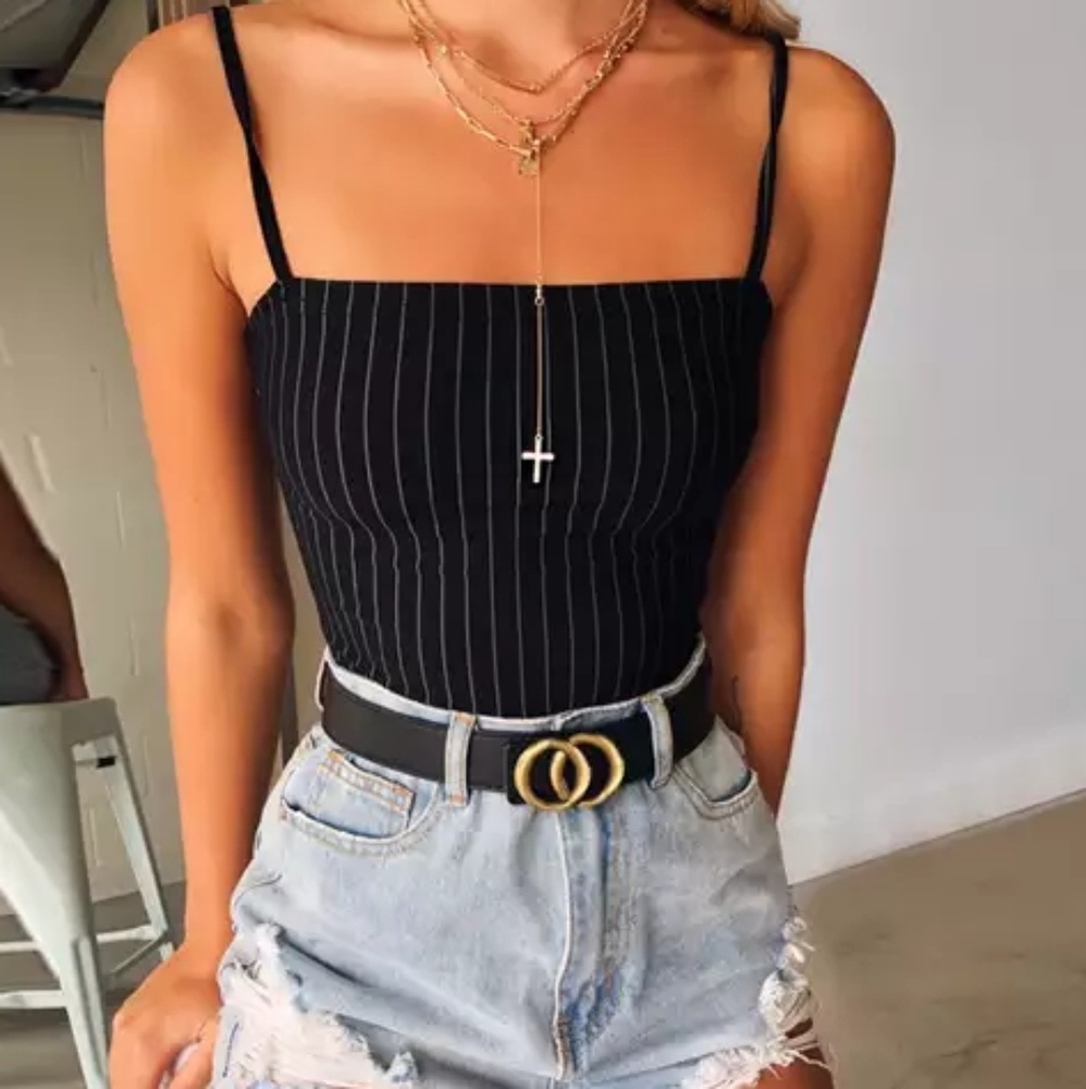 Black and White Striped Backless Bodysuit Size S - Picture 5 of 5